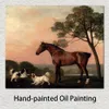 Haute qualité George Stubbs peinture cheval toile Art un chasseur de baie avec deux épagneuls à la main classique paysage oeuvre