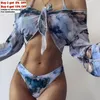 Costumi da bagno da donna Bikini con stampa floreale S-XL Costume da bagno estivo da spiaggia Costume da bagno a tre pezzi