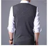 Men's Vests 2023 Autumn Winter Men Uniform Vest Fashion V Neck British Student Sleeveless Waistcoat Tops Business Sweaters C35