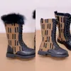 Botas de grife crianças meninos meninas joelho bota combate inverno botas tamanhos 26-35 crianças forrado pele decoração alta sapatos longos