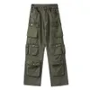 Fur Spring Cargo Pants New Popular Rice White Multipockets Overalls Haruku Stays Men Loose Casual Trousers Straight Mopping Pants