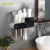 Toothbrush Holders ECOCO Holder Magnetic Adsorption Cup Rack Automatic Toothpaste Squeezer Dispenser Wall Mount Bathroom Accessories 230710