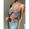 Other Fashion Accessorie s Sexy Halter Backless Metal Chain s Crop Top Deep V Neck Crystals Bandeau Vest Nightclub Body Jewelry 230710