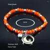 Link Bracelets 2023 Jewish Star Moon Crystal Glass Bead Stainless Steel Bracelet Charm Women Silver Color Jewelry Pulsera B18712