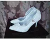 Chaussures habillées couleur blanche dentelle mariage femme Sexy bout pointu cheville boucle sangles Super haut talon aiguille mariée mariée pompes