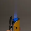 Cohiba Zigarren-Windundurchlässiges Metallfeuerzeug, 3-strahlige blaue Flamme, kein Gasbrenner, Butan-Schnitt, scharfes Zubehör mit Geschenkbox OCPV