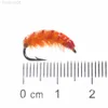 Beten Lures Wifreo 6PCS 10# Snabbsjunkande tjeckiska nymfer Scud Bug Worm Flugor Hullingfluga Krok För Öring Bas Bluegill Fiskedrag Beten HKD230710