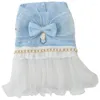 Odzież dla psów niebieska koronkowa spódnica dla psów sukienka Bowknot księżniczka ubrania dla zwierząt kot mały modny kostium wiosna lato szczenięta produkty