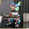 Decorative Objects Figurines Cool French Bulldog Sculpture Statue Key Jewelry Storage Table Decoration Coin Bank Dog Figurine Home Decor Accessories Gift T230710