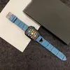 Horlogeband voor Apple iwatch Modeontwerpers Letter P Pure kleur Luxe horlogebanden Vervangende polsbandjes van echt leer 2307101PE