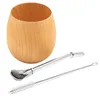 Wine Glasses Wooden Yerba Mate Set Tea Cup Drinking with Bombilla Straw and Cleaning Brush 200ml 230710