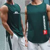 Linne för män Sommar Herr Gym Linnen Träning Bodybuilding Fitness Ärmlös t-shirt Lyxtryck Strand Sportswear Muskelvästar för män 230710