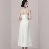 Casual Dresses 2023 Summer High-End Temperament Sexy Sling Dress Women Fashion Runway Peplum Jacquard Female Clothing