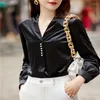 Camicette da donna Camicia da donna in velluto oro primavera con scollo a V Top casual Coreano Bottoni alla moda Camicie occidentali Abbigliamento di qualità Sottile allentato