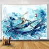 Tapestries Ocean Art Home Decor Shark Jaws Tusk Keenness Predation In Underwater Tapestry Wall Hanging for Bedroom Living Room Dorm Decor R230710