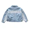 Kurtki 2023 koreańska wiosna jesień dzieci dziewczyna krótki kardigan kurtka Top elementarny płaszcz Loungewear bluza odzież