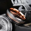 Eheringe, klassischer dreifarbiger Ring für Herren, gebürsteter Edelstahl, roségoldene Farbe, Drahtrille, abgeschrägter Schmuck