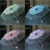 Umbrellas Manual Women's Transparent Clear Flowers Umbrella Anti-UV Sun Umbrella Cherry Blossom Folding Umbrellas Rain Gear Parasol