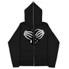 Men's Jackets Y2K Gothic Streetwear Hip Hop Funny Skull Printed Couple Mens Women Hoody Coats Zip Cardigan Hoodies Sweatshirts