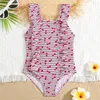 Maillot de bain femme 2-8 ans enfant en bas âge fille fruits imprimer maillot de bain une pièce à volants sangle enfants nœud papillon dos maillot de bain 2023 vêtements de plage