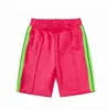 디자이너 Palms Palmangel Mens Shorts Menwomens 디자이너 짧은 바지 편지 인쇄 스트립 웨빙 캐주얼 5 포인트 각도 의류 여름 해변 의류 Blue Geen