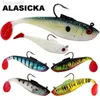 Baits Lures ALASICKA 5/8.5/11.5CM Head Soft Bait T tail Wobbler Fishing Lure Pesca Carp Bass Artificial Rubber Bait Swimbait Fishing Tackle HKD230710