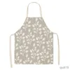 Kitchen Apron Floral Aprons Leaves Pattern Kitchen Apron for Women Cotton Linen Household Cleaning Home Cooking Aprons R230710