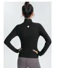 lu Damen Yoga-Jacke mit langen Ärmeln, einfarbig, Reißverschluss hinten, Turnhallenjacken, formend, Taille, eng, Fitness, Jogger-Outfit, Sportbekleidung für Damen ll1282