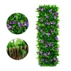 Decorative Flowers Artificial Faux Ivy Leaf And Violet Flower Privacy Fence Screen Greenery Backdrop For Outdoor Garden Backyard Balcony