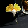 Brooches SINZRY Cubic Zircon Shiny CZ Yellow Leaf Elegant Brooch Pin For Women