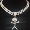 Collane con ciondolo Uomo Donna Hip Hop Collana con dito medio Moda Hiphop Iced Out Bling Pendenti divertenti Gioielli con ciondoli 230613