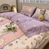 Bedding sets Simple Gird Set Strawberry Duvet Cover Flat Sheet Pillowcases Twin Single Queen Size Bed Linen Home Textile 230710