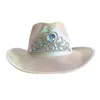 Berets Women S Retro Western Style Straw Hat With Beaded Band Cowgirl Party Headwear Fancy Dress Halloween Carnival Costume