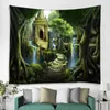 Taquestres Woods Fairytale Landscape Panor Pano Tapestry Parede pendurada Tapestry Wall Art Decor