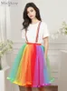 Saias MisShow Mulheres Rainbow Tutu Saia Curta 5 Camadas Tule Macio Pettiskirt Meninas Natal Dia das Bruxas Cosplay Trajes Malha 230710