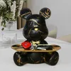 Objets décoratifs Figurines Graffiti Ours Statue Nordic Home Decor Salon Table Snacks Clés Plateau De Rangement Décoration Figurine T230710