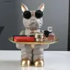 Oggetti decorativi Figurine Patung anjing Resin ruangan celengan nampan penyimpanan dekoratif Bulldog Perancis patung hewan untuk dekorasi meja rumah T230710