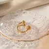 Klusterringar Överdriven boll öppen ring för kvinnor kreativ design tre damer i rostfritt stål smycken present Anillos Mujer