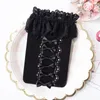 Women Socks Punching White Lace Medium Bucket Stocks Princess Ribbon Women's Thin Legs For