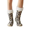 Calcetines de mujer TOIVOTUKSIA, regalos de Navidad, leopardo, invierno para mujer, felpa gruesa, cálido, antideslizante, para el suelo del hogar