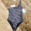 One Shoulder Swimwear Designer Womens Bikini Full Letter Printed Swimsuit Summer Beach Split Bathing Suit