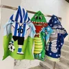 Strand Accessoires Cartoon Kind Kid Hooded Mantel Baby Badjas Baby Badhanddoek Gewaad Katoen Jongen Meisje Strand Gewaad Dinosaurus Cape Born Wrap Deken 230707