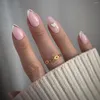 False Nails Produkt 24st Nail Bärbar Rosa Hjärta Lång Form Balett Fingernaglar Färdiga Avtagbar och återanvändbar lapp