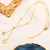 Berömda kvinnor designe 18k guldpläterad silverhänge halsband avancerade rostfritt stål länkar kedjor halsband geometri blomma hängsmycken smycken