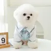 Vêtements pour chiens JK Preppy Style Dress Pet Vêtements Doux Pour Chiens Vêtements Chat Petit Imprimé Mignon Mince Printemps Été Bleu Fille Yorkshire