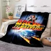 Couvertures Sci-Fi Movie Pattern Blanket Retour vers le futur Warm Flannel Thin Blanket Portable Home Travel Office Lunch Break Blanket T230710