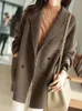 Suits Coat Women's Spring and Autumn New Lapel Longsleved singlebröstad lös fickjacka Fashion Commuter Kvinnkläder ZM624