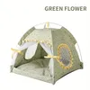 Pet Cat Tent House Flower Print Enclosed Cats Tent Bed Indoor Folding Portable Cute Pet House Bed