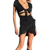 Vestidos Casuais Árvore Comestível Laranja Feminina Bodycon Lace Up Plissado Sexy Mini Saia Oca Feminina Elástica Anágua