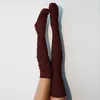 Calzini da donna Fashion Lady Cable Knit Calze extra lunghe Sopra il ginocchio Coscia alta Collant caldi Collant tinta unita